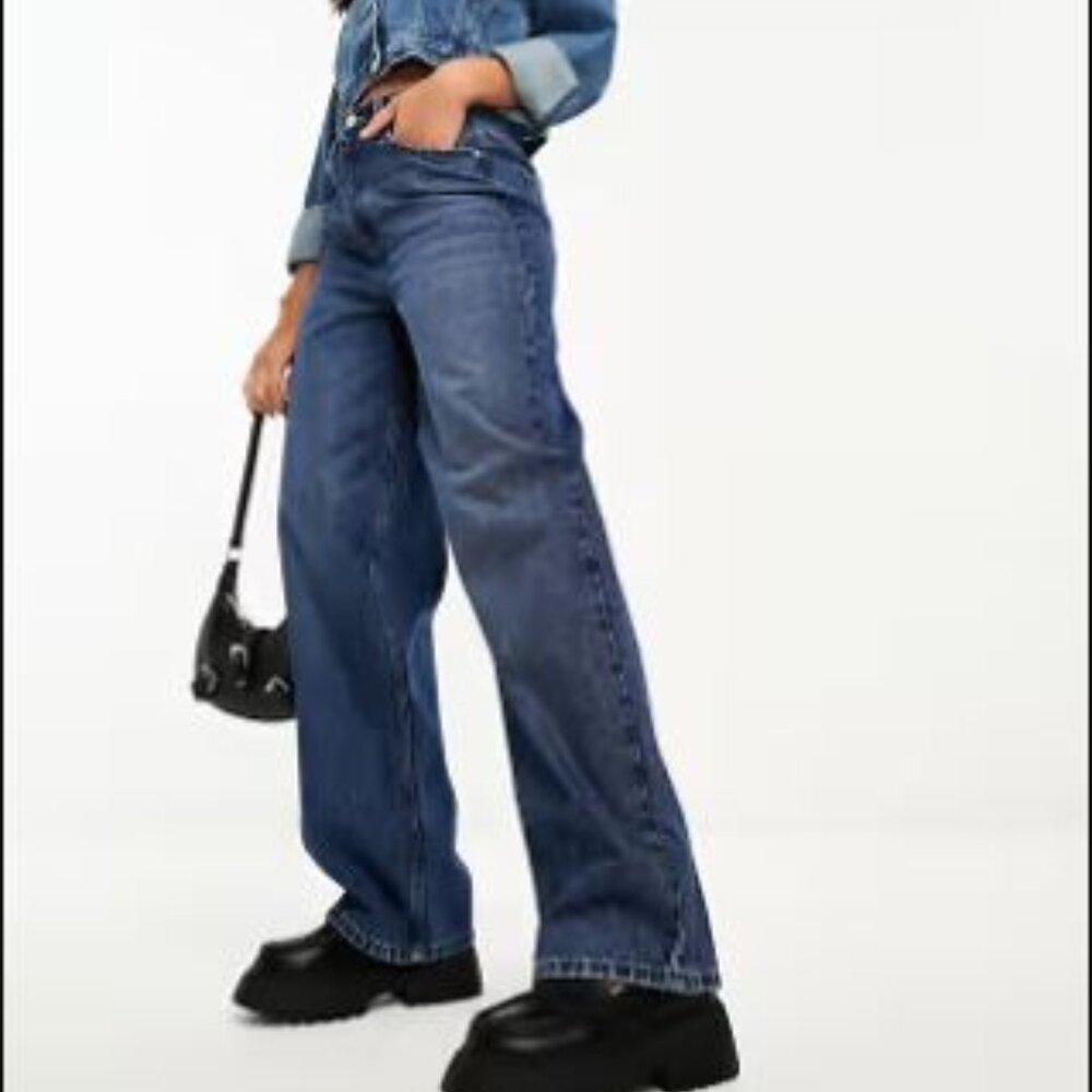 Womens Miss Selfridge Baggy Jean Indigo Blue W30 L 32 Size 8